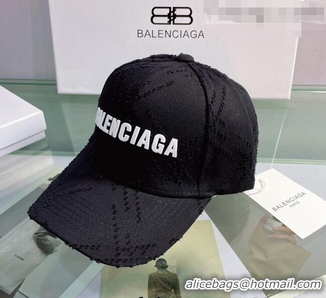 Top Quality Balenciaga Canvas Baseball Hat 0401149 Black 2022