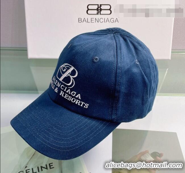 Good Looking Balenciaga Canvas Baseball Hat 0430107 Blue 2022