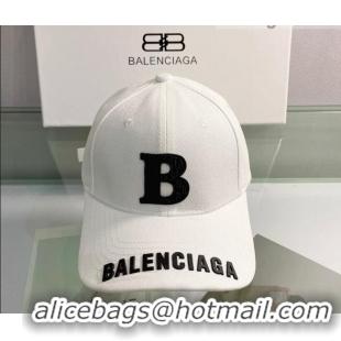 Well Crafted Balenciaga Canvas Baseball Hat 053166 White 2022