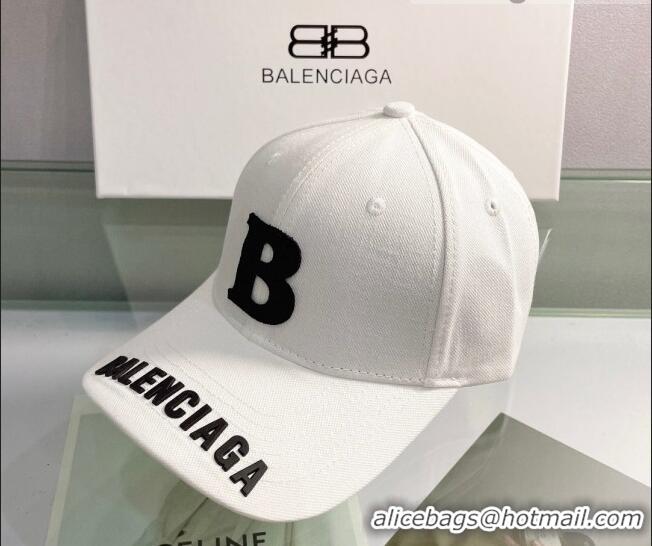 Well Crafted Balenciaga Canvas Baseball Hat 053166 White 2022