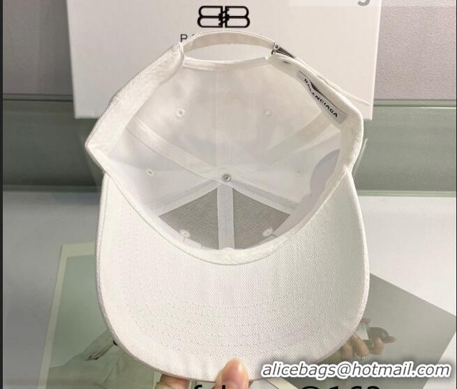 Well Crafted Balenciaga Canvas Baseball Hat 053166 White 2022