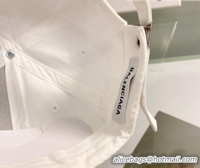 Well Crafted Balenciaga Canvas Baseball Hat 053166 White 2022