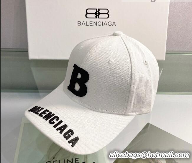 Well Crafted Balenciaga Canvas Baseball Hat 053166 White 2022