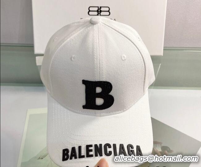 Well Crafted Balenciaga Canvas Baseball Hat 053166 White 2022