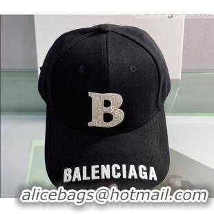 Good Product Balenciaga Canvas Baseball Hat 053168 Black 2022