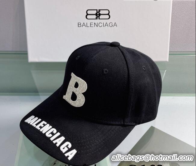 Good Product Balenciaga Canvas Baseball Hat 053168 Black 2022