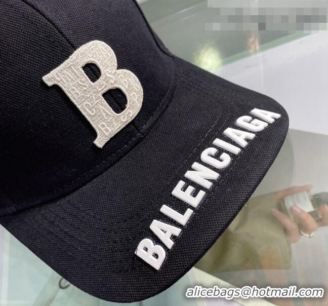 Good Product Balenciaga Canvas Baseball Hat 053168 Black 2022