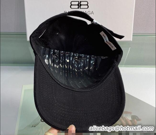 Good Product Balenciaga Canvas Baseball Hat 053168 Black 2022