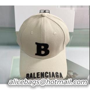 Luxurious Balenciaga Canvas Baseball Hat 053169 Light Beige 2022