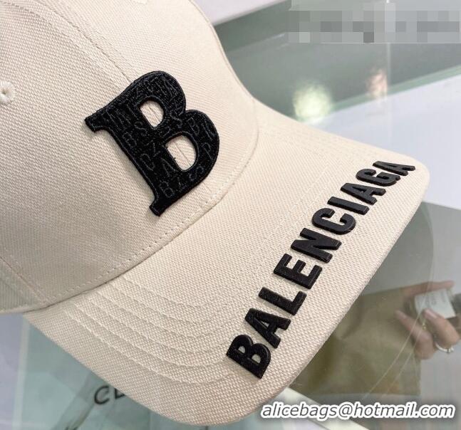 Luxurious Balenciaga Canvas Baseball Hat 053169 Light Beige 2022