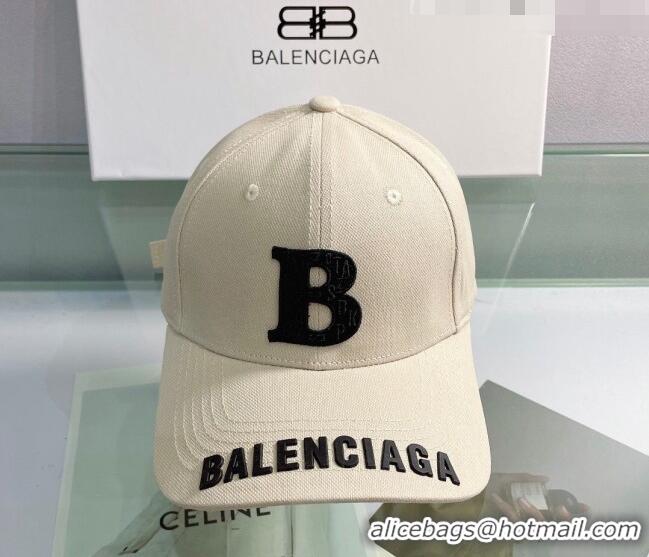 Luxurious Balenciaga Canvas Baseball Hat 053169 Light Beige 2022