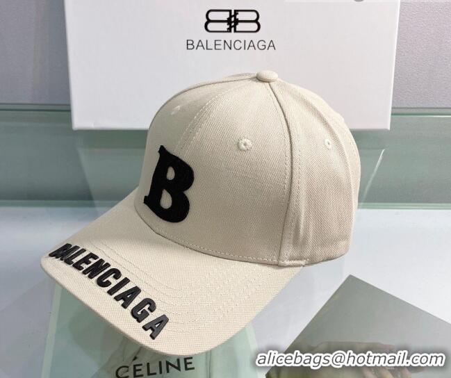 Luxurious Balenciaga Canvas Baseball Hat 053169 Light Beige 2022