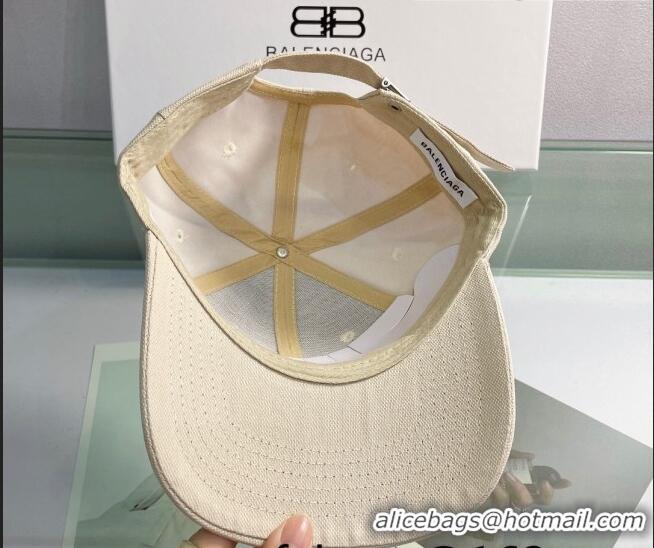 Luxurious Balenciaga Canvas Baseball Hat 053169 Light Beige 2022