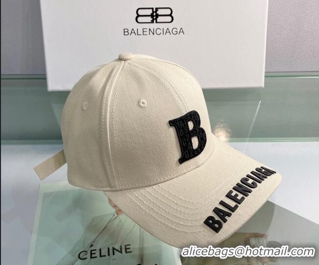 Luxurious Balenciaga Canvas Baseball Hat 053169 Light Beige 2022