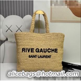 Top Grade Saint Laurent Rive Gauche Supple Tote Bag in Raffia Crochet 688864 Naturel Beige 2022