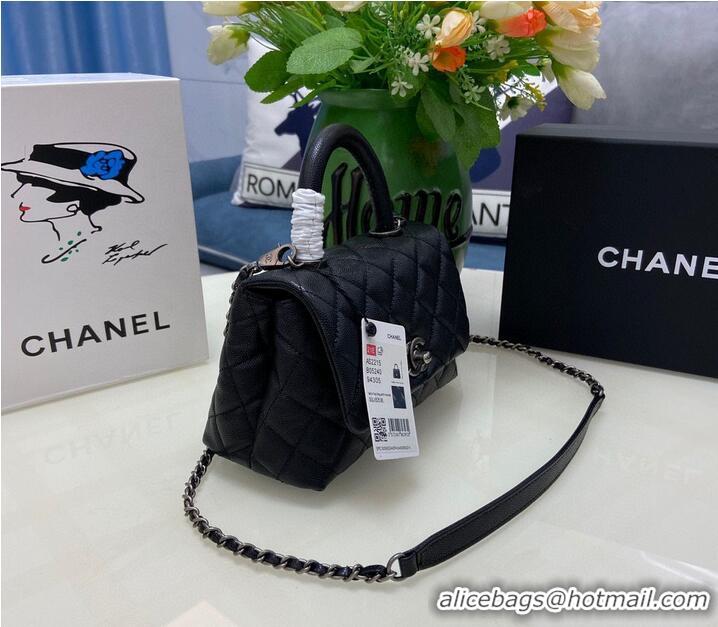 Good Taste Chanel coco mini flap bag with top handle AS2215 black&Silver-Tone Metal