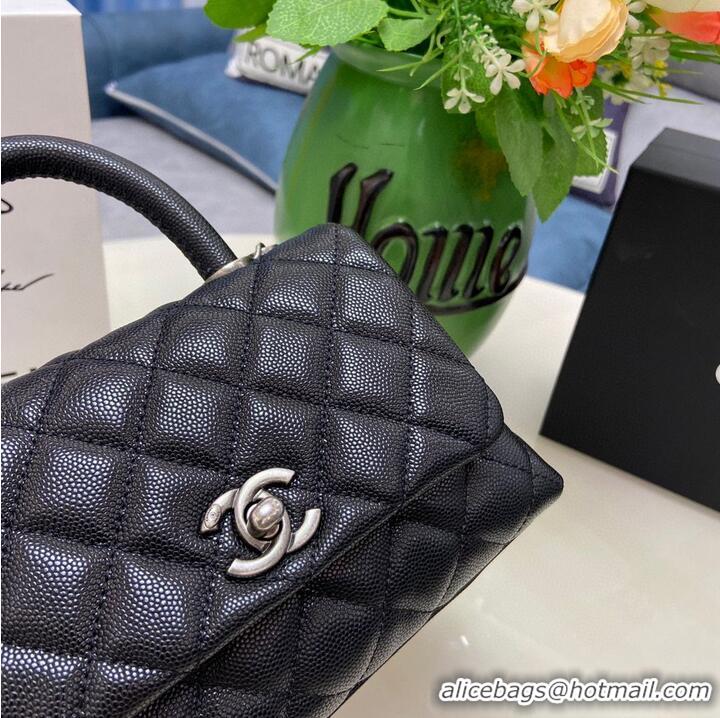 Good Taste Chanel coco mini flap bag with top handle AS2215 black&Silver-Tone Metal