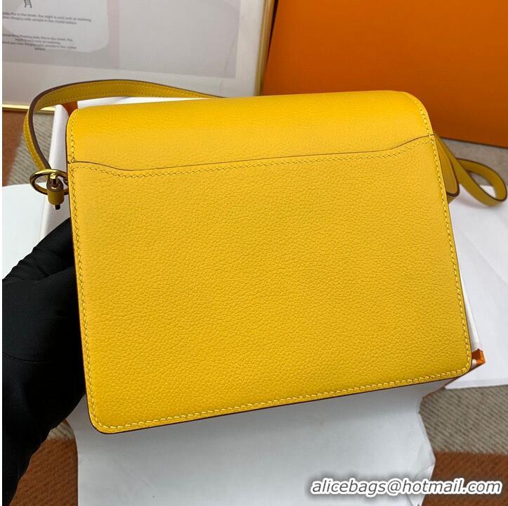 Pretty Style Hermes Roulis 19cm Evercolor 9D H9003 Yellow Gold