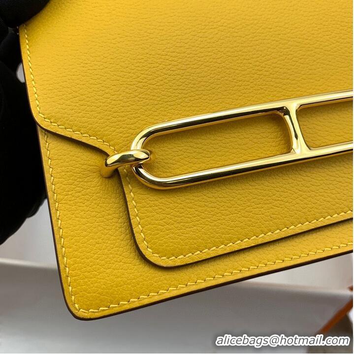 Pretty Style Hermes Roulis 19cm Evercolor 9D H9003 Yellow Gold