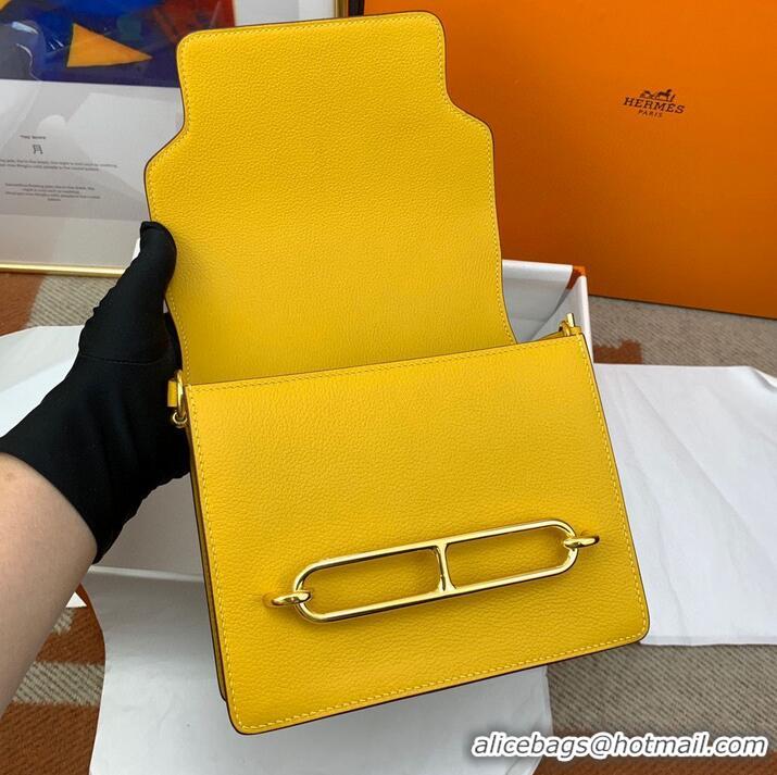 Pretty Style Hermes Roulis 19cm Evercolor 9D H9003 Yellow Gold