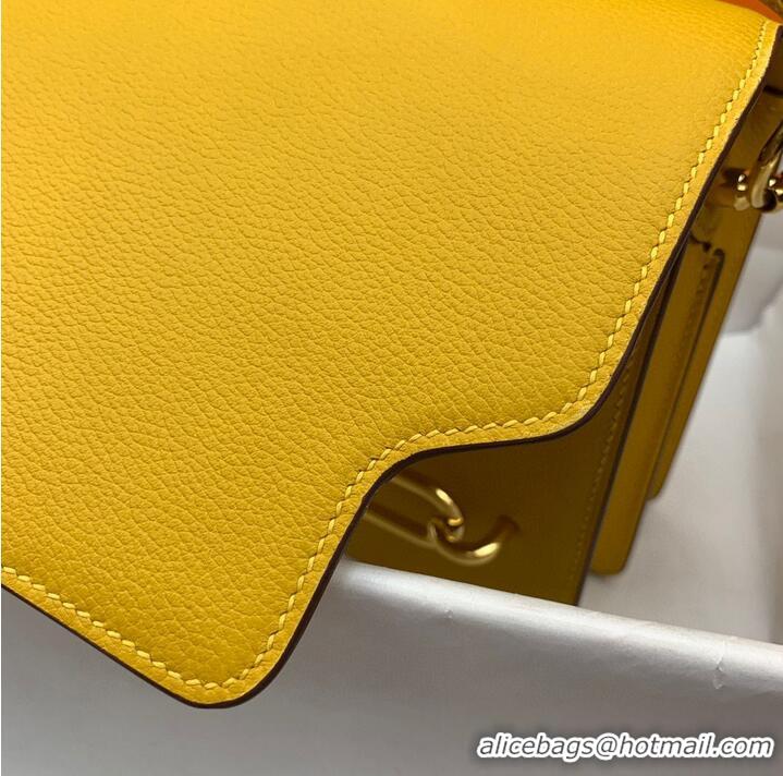 Pretty Style Hermes Roulis 19cm Evercolor 9D H9003 Yellow Gold