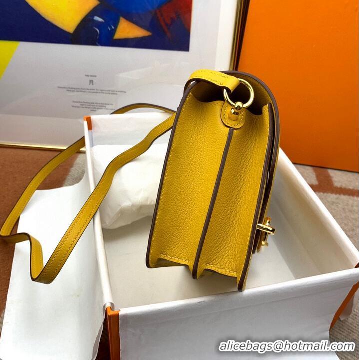 Pretty Style Hermes Roulis 19cm Evercolor 9D H9003 Yellow Gold