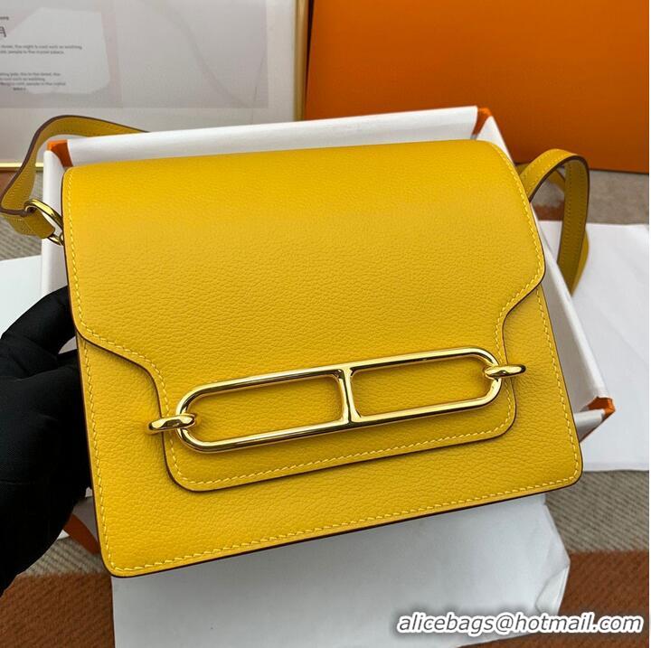 Pretty Style Hermes Roulis 19cm Evercolor 9D H9003 Yellow Gold