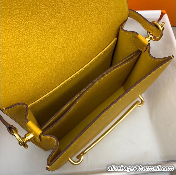 Pretty Style Hermes Roulis 19cm Evercolor 9D H9003 Yellow Gold