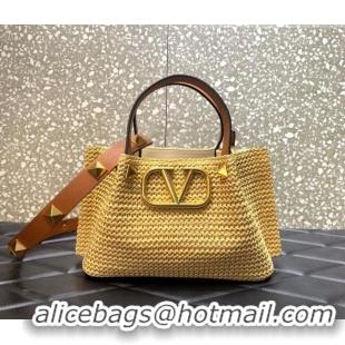 Reasonable Price Valentino Small VLogo Raffia Tote bag 0330S Yellow 2022