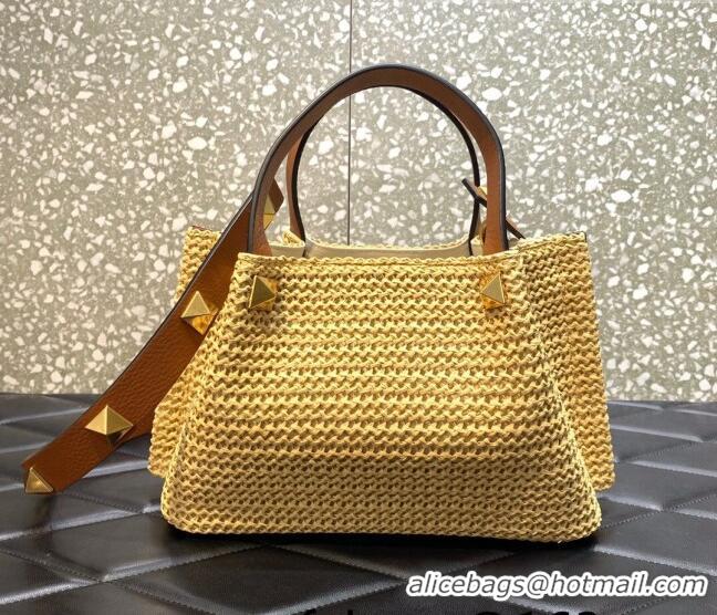 Reasonable Price Valentino Small VLogo Raffia Tote bag 0330S Yellow 2022