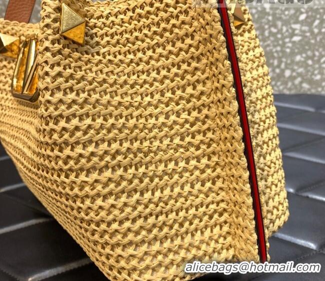 Reasonable Price Valentino Small VLogo Raffia Tote bag 0330S Yellow 2022