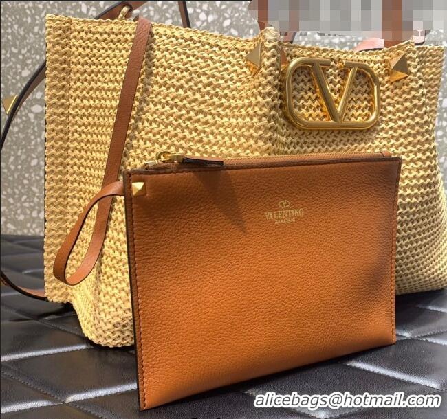 Good Product Valentino VLogo Raffia Tote bag 0330L Yellow 2022