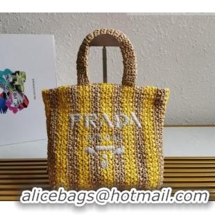 Trendy Design Prada Small Raffia Tote bag 1BG422 Yellow/Beige 2022