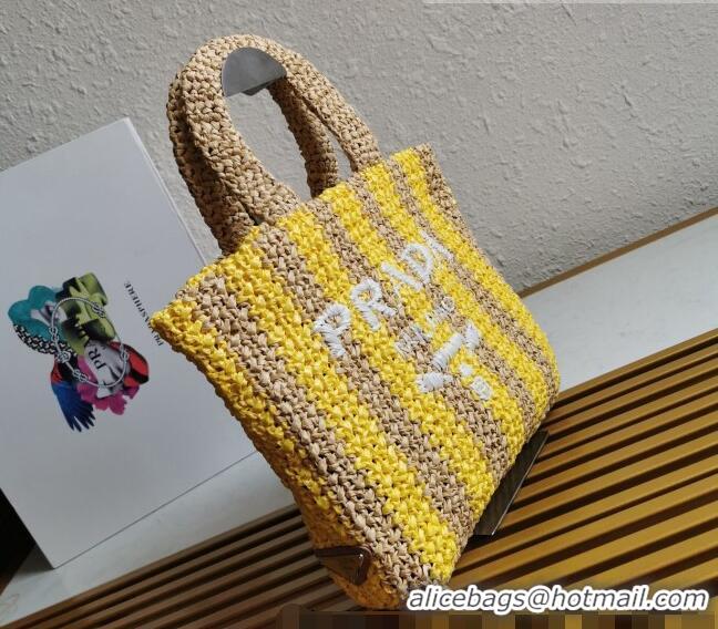 Trendy Design Prada Small Raffia Tote bag 1BG422 Yellow/Beige 2022