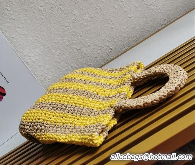 Trendy Design Prada Small Raffia Tote bag 1BG422 Yellow/Beige 2022