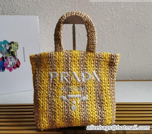 Trendy Design Prada Small Raffia Tote bag 1BG422 Yellow/Beige 2022