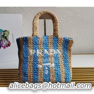 Buy Fashionable Prada Small Raffia Tote bag 1BG422 Beige/Blue 2022