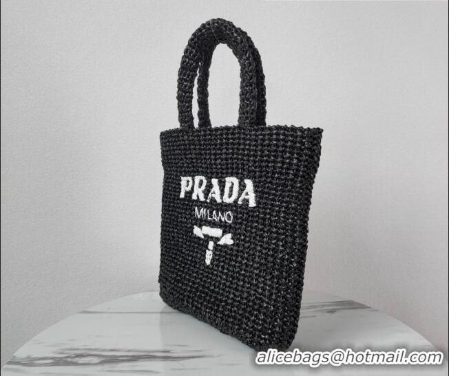 Popular Style Prada Small Raffia Tote bag 1BG422 Black 2022