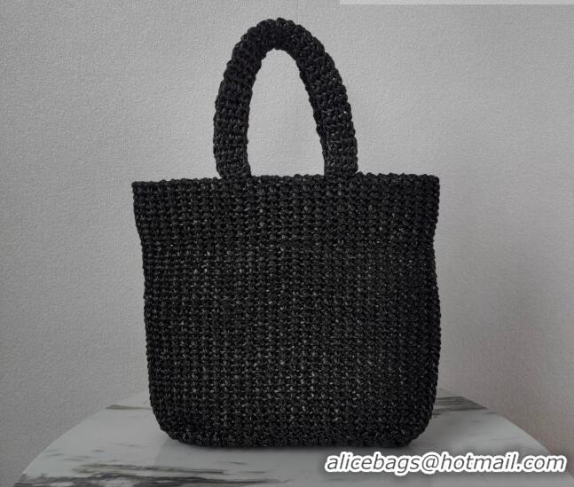 Popular Style Prada Small Raffia Tote bag 1BG422 Black 2022