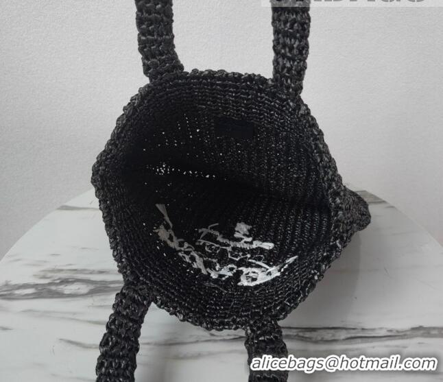 Popular Style Prada Small Raffia Tote bag 1BG422 Black 2022