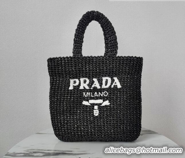 Popular Style Prada Small Raffia Tote bag 1BG422 Black 2022