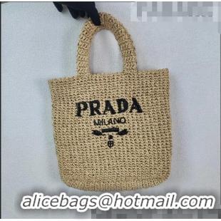 Top Quality Prada Small Raffia Tote bag 1BG422 Tan Beige 2022