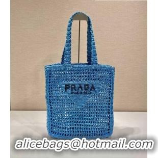 Reasonable Price Prada Woven Raffia Tote Bag 1BG393 Cobalt Blue 2022