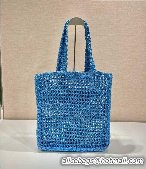 Reasonable Price Prada Woven Raffia Tote Bag 1BG393 Cobalt Blue 2022