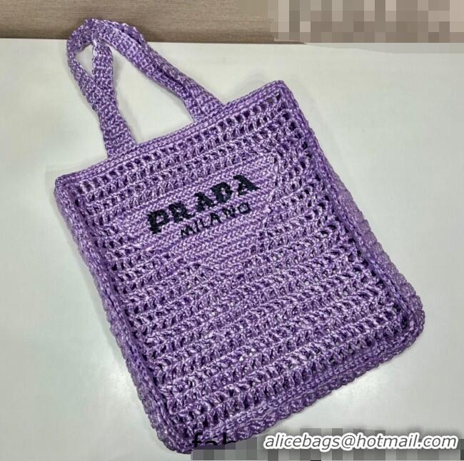 Reasonable Price Prada Woven Raffia Tote Bag 1BG393 Purple 2022