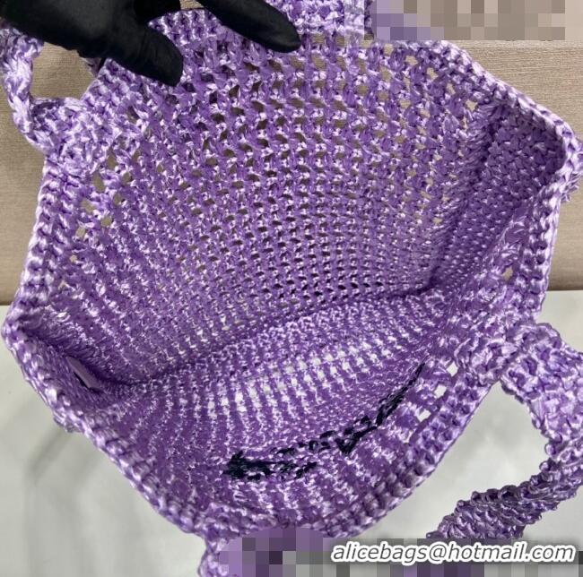 Reasonable Price Prada Woven Raffia Tote Bag 1BG393 Purple 2022