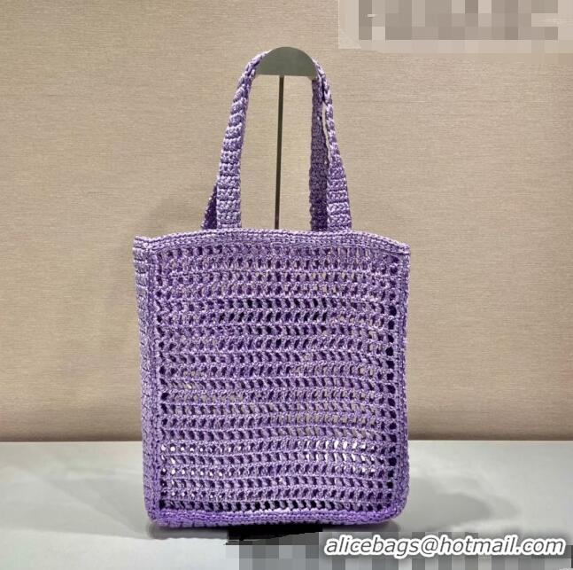 Reasonable Price Prada Woven Raffia Tote Bag 1BG393 Purple 2022