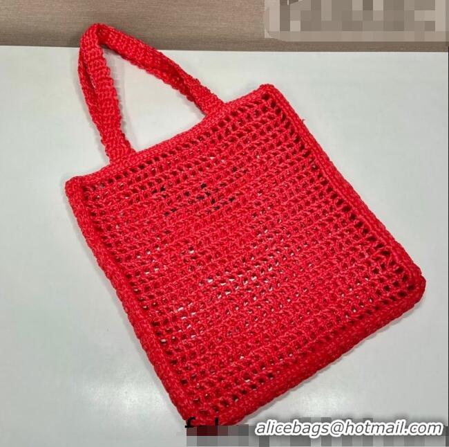 Affordable Price Prada Woven Raffia Tote Bag 1BG393 Red 2022