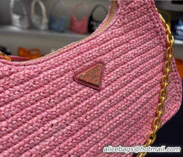 Top Quality Prada Re-Edition 2005 Raffia Shoulder Bag 1BH204 Pink 2021