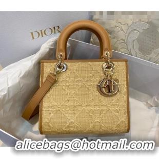 Promotional Dior Medium Lady D-Lite Bag in Natural Beige Cannage Raffia CD1237 2022